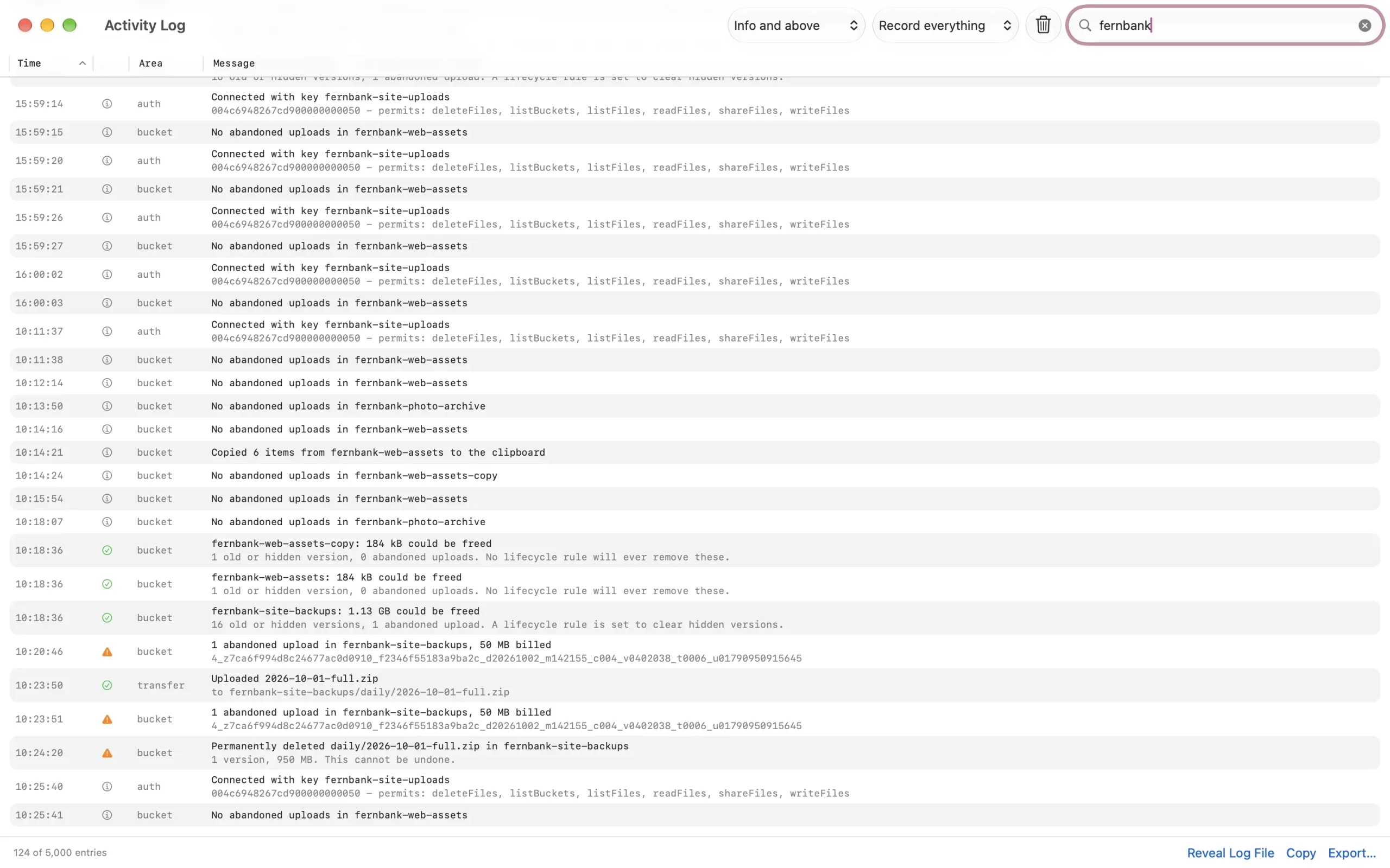 activity-log The Activity Log recording every destructive action
